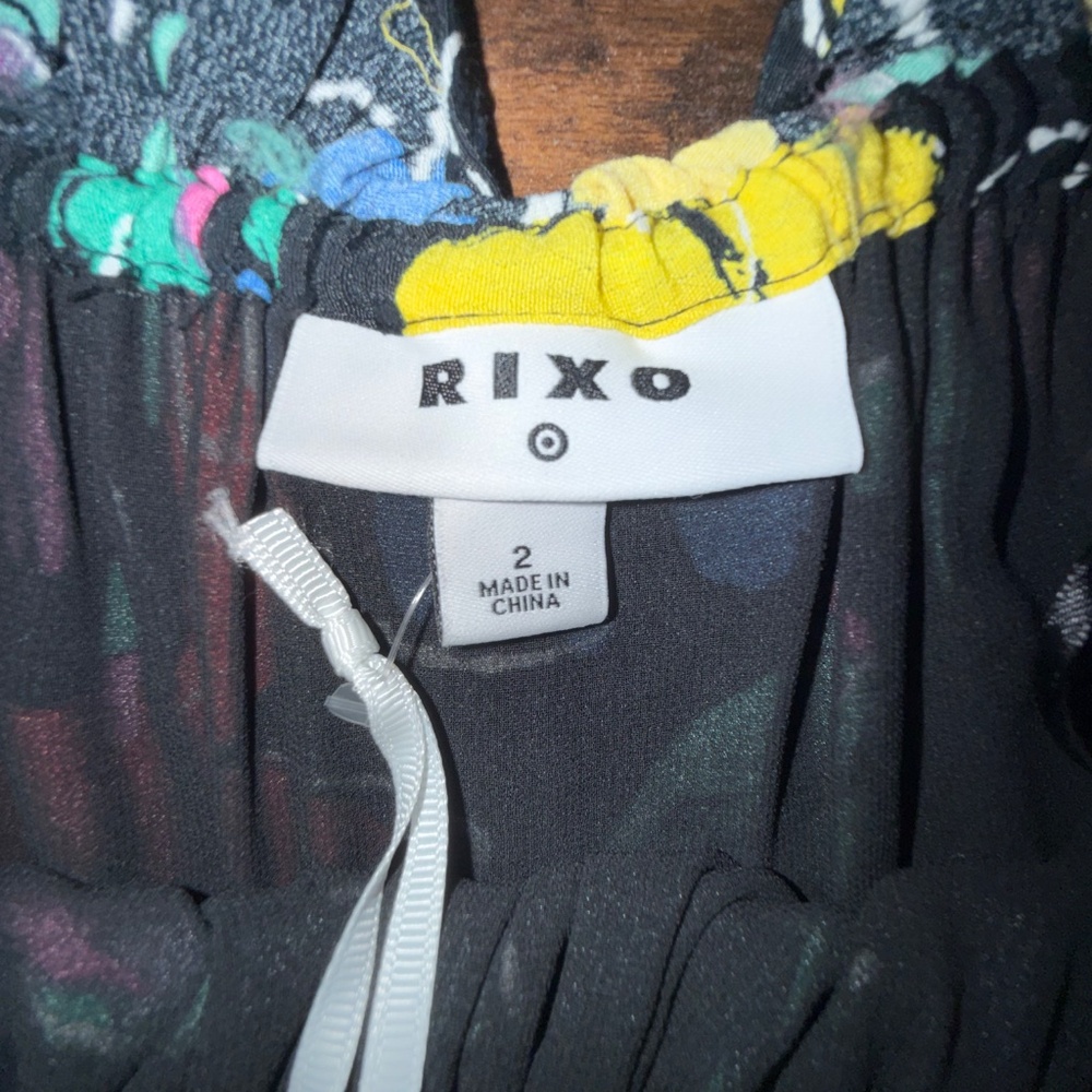Rixo Black Floral Maxi Dress Short Sleeve Size 2 NWT - Picture 10 of 14